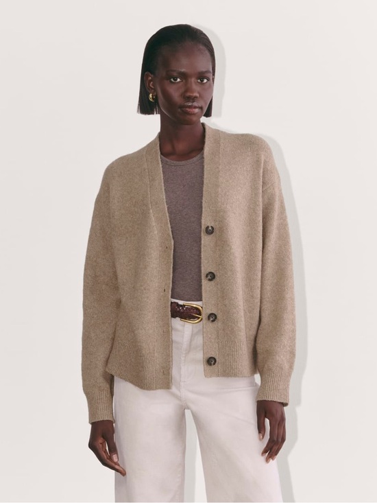 Everlane Sweaters - Everlane Heather Taupe The Cocoon Cardigan Plush Cotton Wool Alpaca Blend M NWT